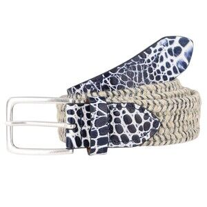 Johnnie O Mens Crocodile Tip Belt In Malibu Blue Sz 32 New